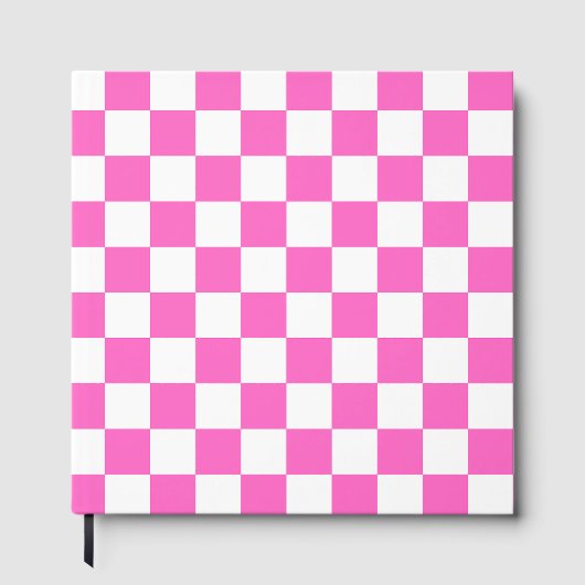 Klassisches visuelles rosa Karomuster Gästebuch (Vorderseite)
