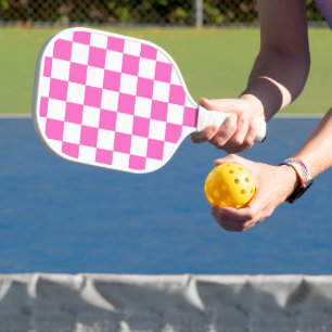Klassisches visuelles rosa Karomuster Pickleball Schläger