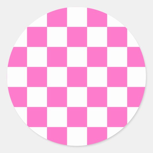 Klassisches visuelles rosa Karomuster  Runder Aufkleber (Vorderseite)