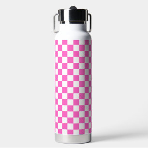 Klassisches visuelles rosa Karomuster Trinkflasche