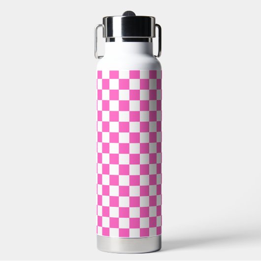 Klassisches visuelles rosa Karomuster Trinkflasche (Vorderseite)