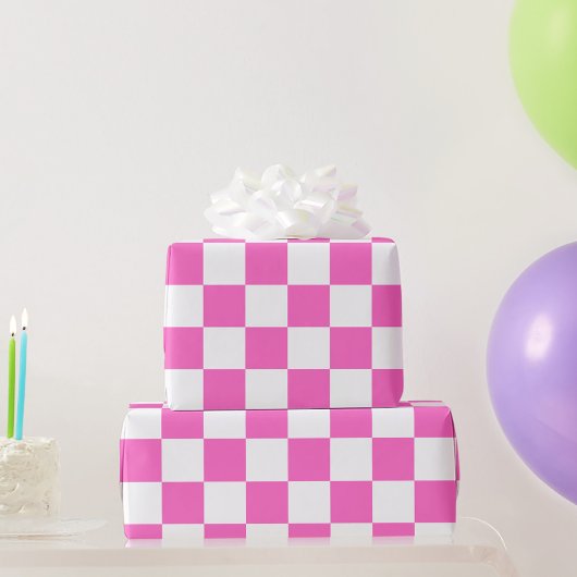 Klassisches visuelles rosa Schachbrettmuster  Geschenkpapier