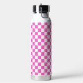Klassisches visuelles rosa Schachbrettmuster Trinkflasche (Links)