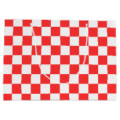Klassisches visuelles rotes Schachbrett Große Geschenktüte (Rückseite)