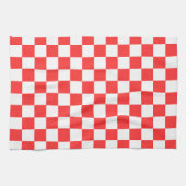 Klassisches visuelles rotes Schachbrettmuster  Geschirrtuch (Horizontal)