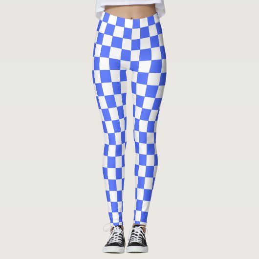 Klassisches visuelles Saphirschachbrett Leggings (Vorderseite)