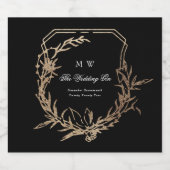 klassisches Wappen aus schwarzem Goldmotiv Alkoholflaschenetikett (Einzelnes Label)