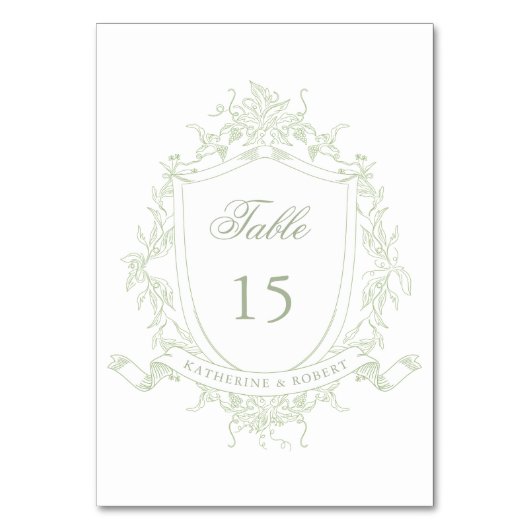 Klassisches Wappen Hochzeit Tischnummer (Rückseite)