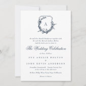 klassisches Wappen Hochzeitsnacht-Monogramm Einladung (Vorderseite)