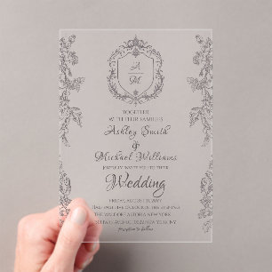 Klassisches Wappen Minimalistisch Einfache Monogra Acryleinladungen