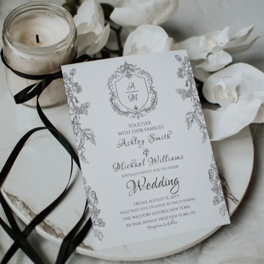 Klassisches Wappen Minimalistisch Einfache Monogra Einladung