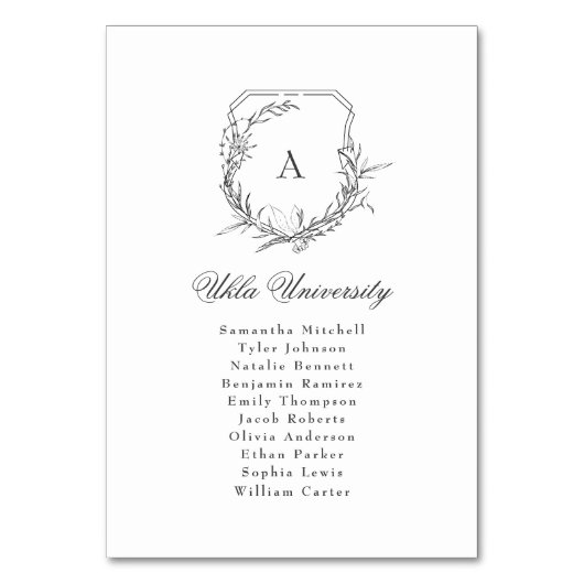 Klassisches Wappen mit Blumenmuster, Monogramm Tischnummer (Rückseite)