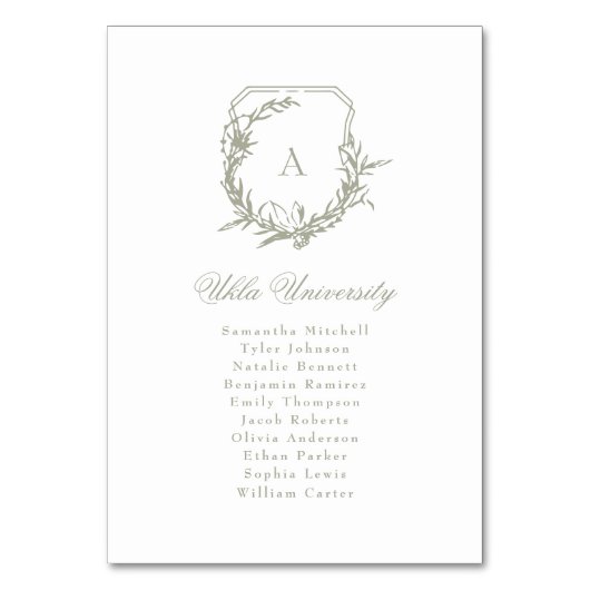 Klassisches Wappen mit Blumenmuster, Monogramm Tischnummer (Rückseite)