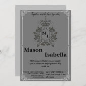 Klassisches Wappen-Monogramm Einladung (Vorne/Hinten)