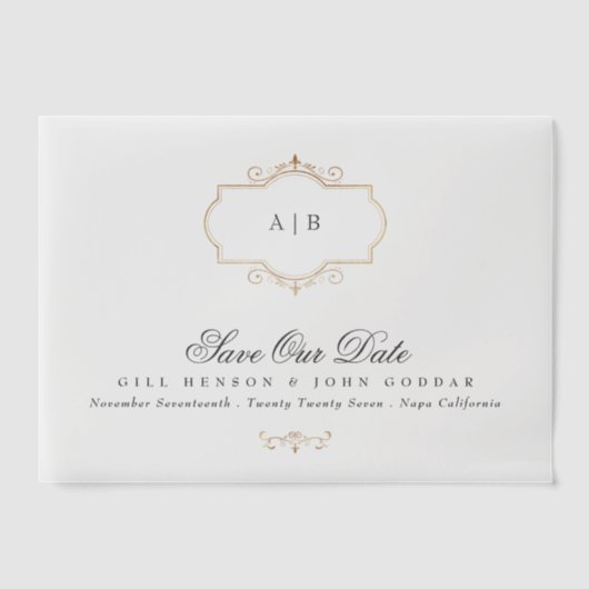 klassisches Wappen-Monogramm Save the Date Pergament Einladungen (Vorderseite)