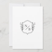 Klassisches Wappen Schwarz-weiß Monogram Wedding Einladung (Rückseite)