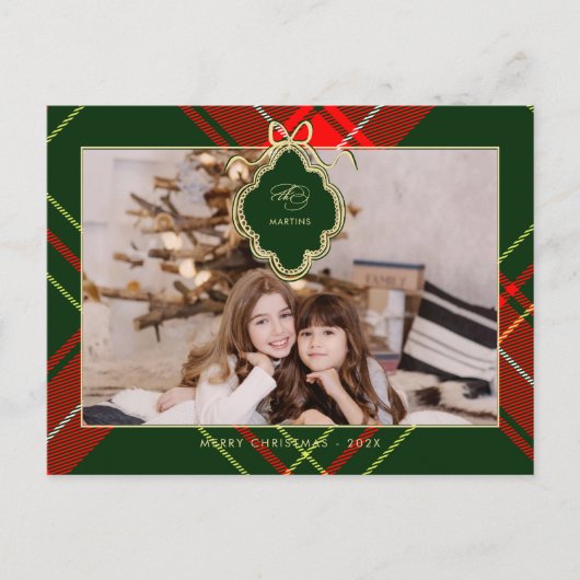 Klassisches Wappen Weihnachten Rotes Grün Karierte (Vorderseite)