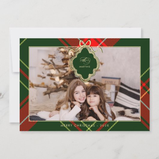 Klassisches Wappen Weihnachten Rotes Grün Karierte (Vorderseite)