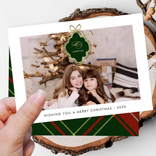 Klassisches Wappen Weihnachten Rotes Kariertes Fot