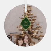 Klassisches Wappen Weihnachts-Foto Ornament Aus Glas (Rückseite)
