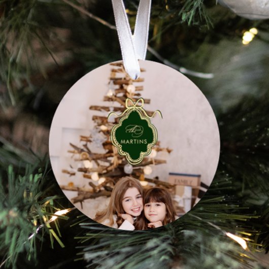 Klassisches Wappen Weihnachts-Foto Ornament Aus Glas
