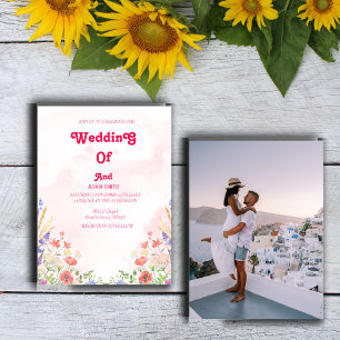 KLASSISCHES WASSERFARBPINK FLORALWEDD EINLADUNG