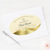 Klassisches Wavy Gold Dekor, helles Peach Monogram Ovaler Aufkleber (Umschlag)