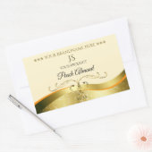 Klassisches Wavy Gold Dekor, helles Peach Monogram Rechteckiger Aufkleber (Umschlag)