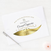 Klassisches Wavy Gold Dekor, helles weißes Monogra Ovaler Aufkleber (Umschlag)