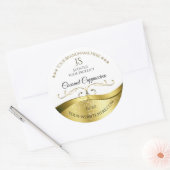 Klassisches Wavy Gold Dekor, helles weißes Monogra Runder Aufkleber (Umschlag)