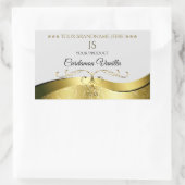 Klassisches Wavy Gold Dekor Leichtgrau Monogram La Rechteckiger Aufkleber (Tasche)