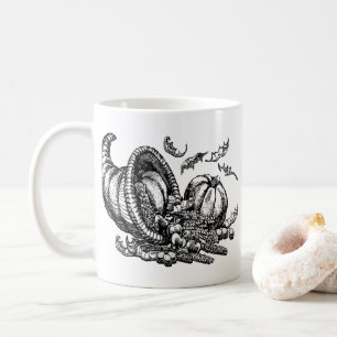 Klassisches Weiden-Füllhorn Schwarz-Weiß-Illustrat Kaffeetasse