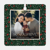 Klassisches Weihnachts-Blumenrahmen-Foto Ornament Aus Metall (Vorderseite)