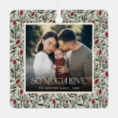 Klassisches Weihnachts-Blumenrahmen-Foto Ornament Aus Metall (Vorderseite)