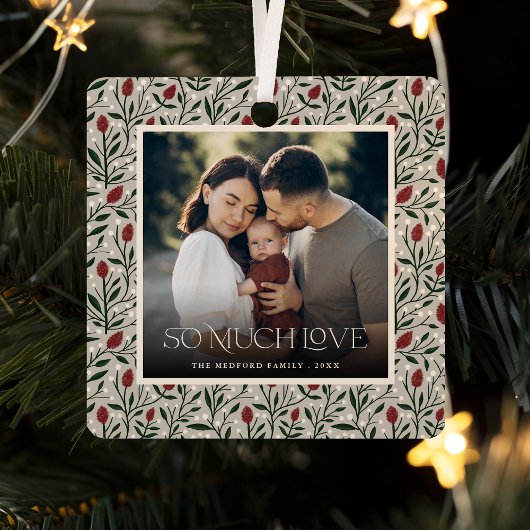 Klassisches Weihnachts-Blumenrahmen-Foto Ornament Aus Metall