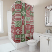 Klassisches Weihnachts-Patchwork-Strickmuster - Ro Duschvorhang (Beispiel)