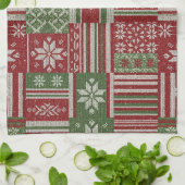 Klassisches Weihnachts-Patchwork-Strickmuster - Ro Geschirrtuch (Gefaltet)