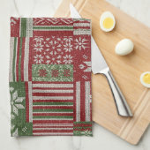 Klassisches Weihnachts-Patchwork-Strickmuster - Ro Geschirrtuch (Viertel Falte)