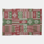 Klassisches Weihnachts-Patchwork-Strickmuster - Ro Geschirrtuch (Horizontal)