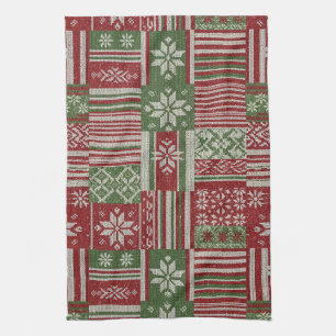 Klassisches Weihnachts-Patchwork-Strickmuster - Ro Geschirrtuch