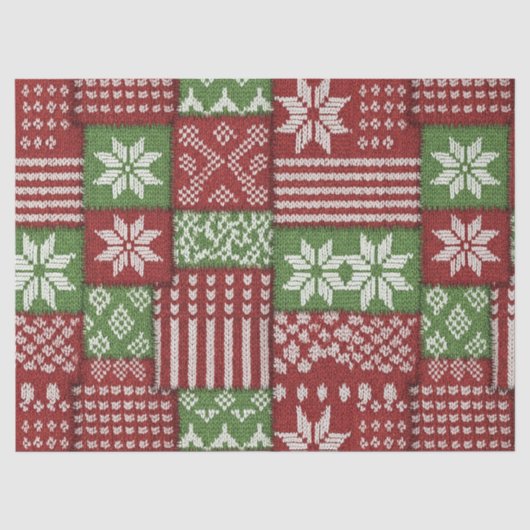 Klassisches Weihnachts-Patchworkstrickmuster - Rot Seidenpapier (Vorderseite)