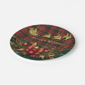 Klassisches Weihnachts-Plaid-Design Pappteller (Schrägansicht)