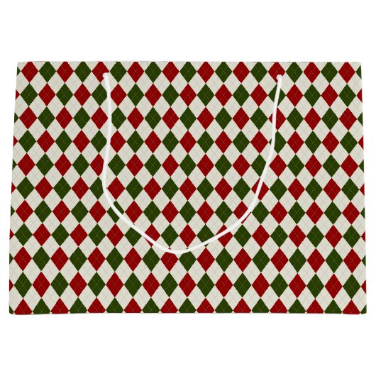 Klassisches Weihnachts-Raute-Muster Große Geschenktüte (Vorderseite)