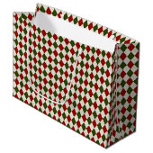 Klassisches Weihnachts-Raute-Muster Große Geschenktüte (Vorderseite Schrägansicht)