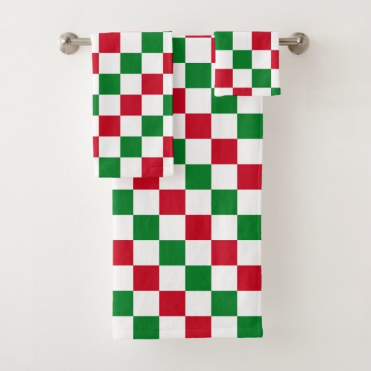 Klassisches Weihnachts-Schachbrettmuster Badhandtuch Set (Insitu)