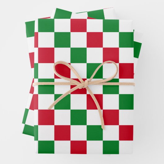Klassisches Weihnachts-Schachbrettmuster Geschenkpapier Set (Beispiel)