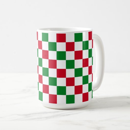 Klassisches Weihnachts-Schachbrettmuster Kaffeetasse (VorderseiteRechts)
