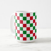 Klassisches Weihnachts-Schachbrettmuster Kaffeetasse (Vorderseite Links)