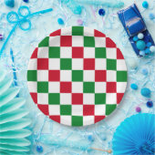 Klassisches Weihnachts-Schachbrettmuster Pappteller (Party)