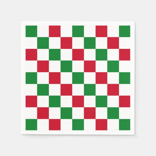 Klassisches Weihnachts-Schachbrettmuster Serviette (Vorderseite)